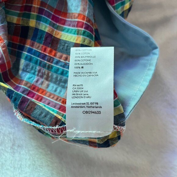 Urban Outfitters Womens Zoey Workwear Romper Medium Short Sleeve Plaid Blue Red - Picture 10 of 11